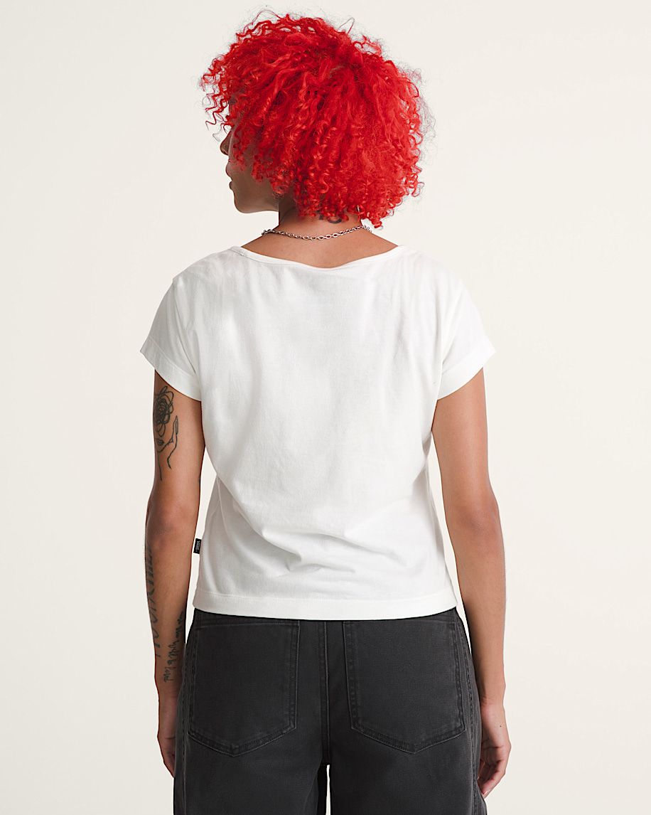 schackrutig rosett-t-shirt med rundad urringning
