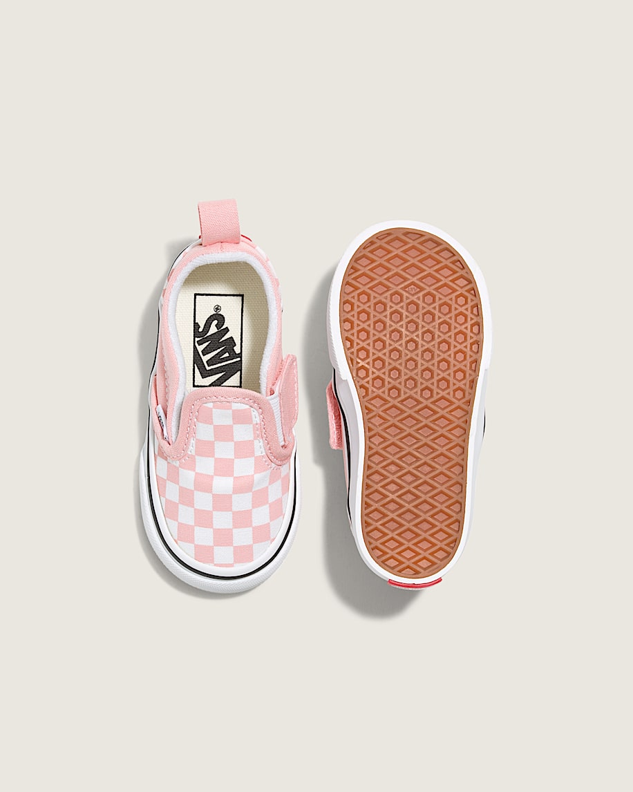 klassiska slip-on v-formade rutiga skor för småbarn