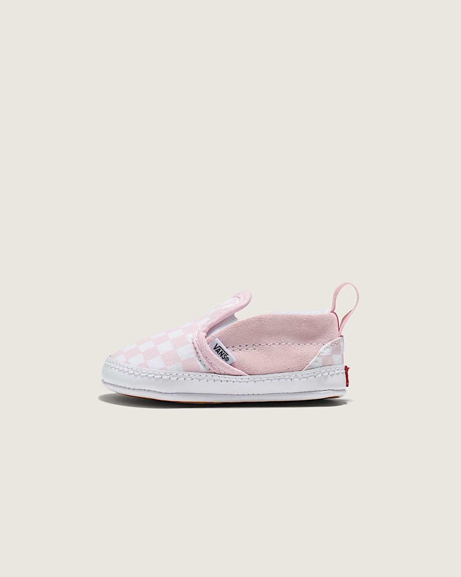 slip-on v-formade spjälsängsskor i schackmönster