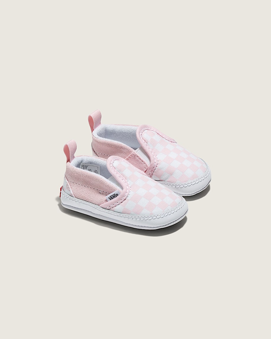 slip-on v-formade spjälsängsskor i schackmönster