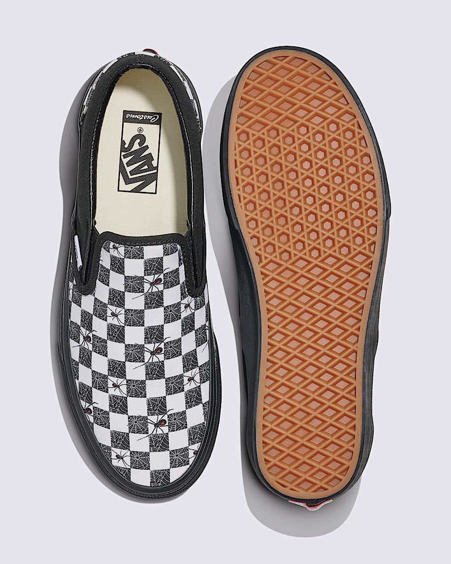 customs klassiska slip-on halloween-schackrutiga sko