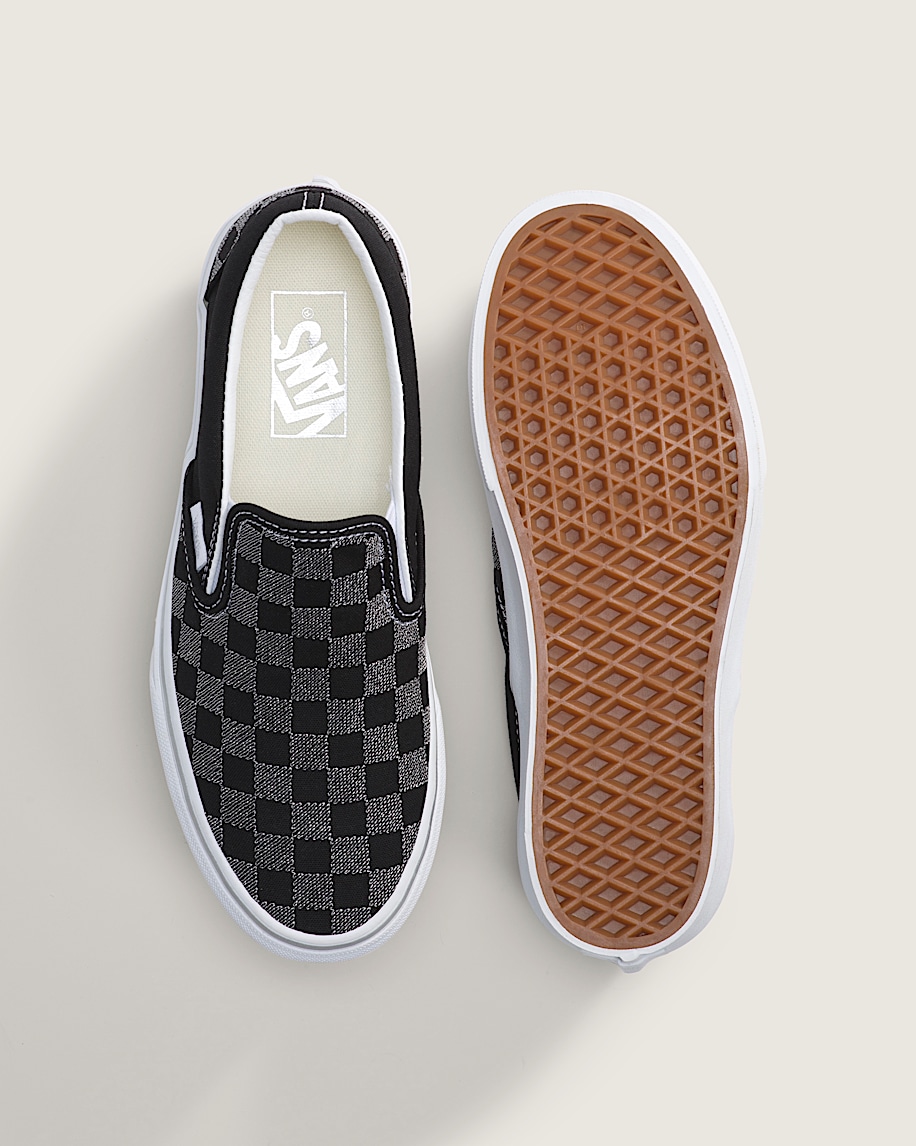 klassisk slip-on-plattformssko med schackrutmönster