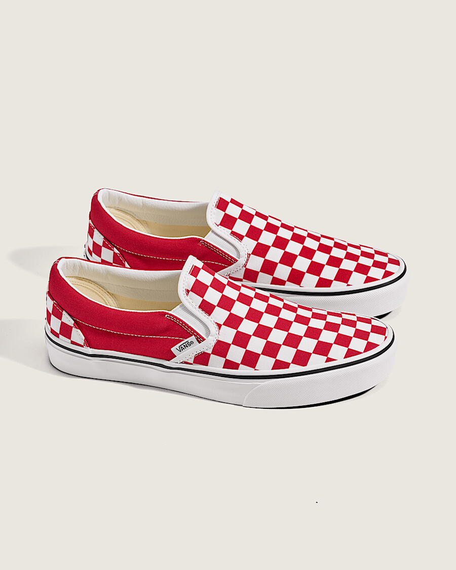 matchdags klassiska slip-on-schackrutiga sko