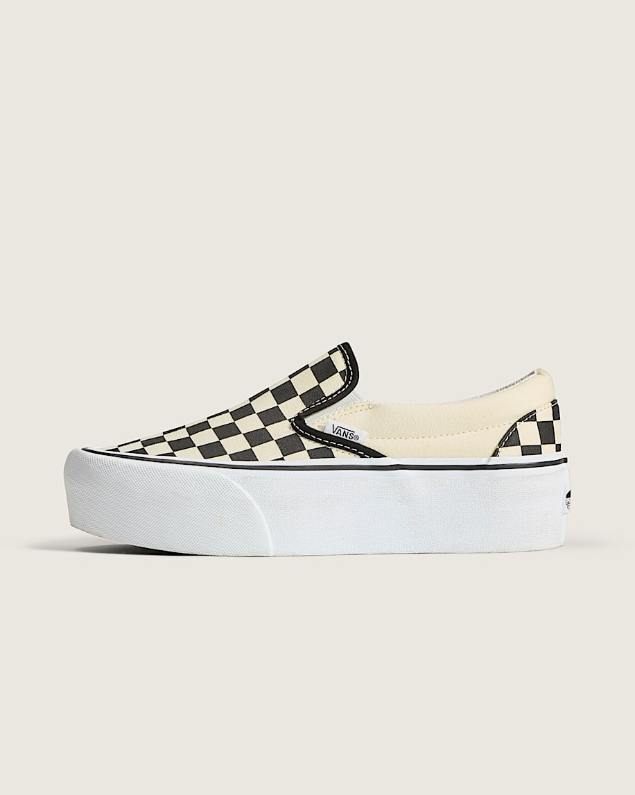 klassisk slip-on rutmönsterplattformssko