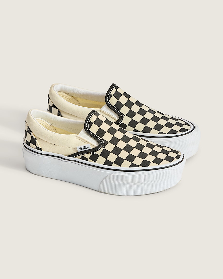 klassisk slip-on rutmönsterplattformssko