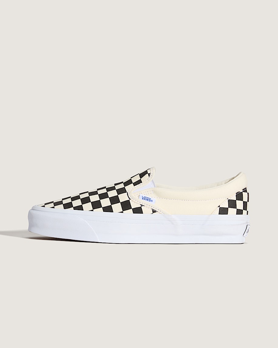 premium klassisk slip-on-sko i schackrutigt material