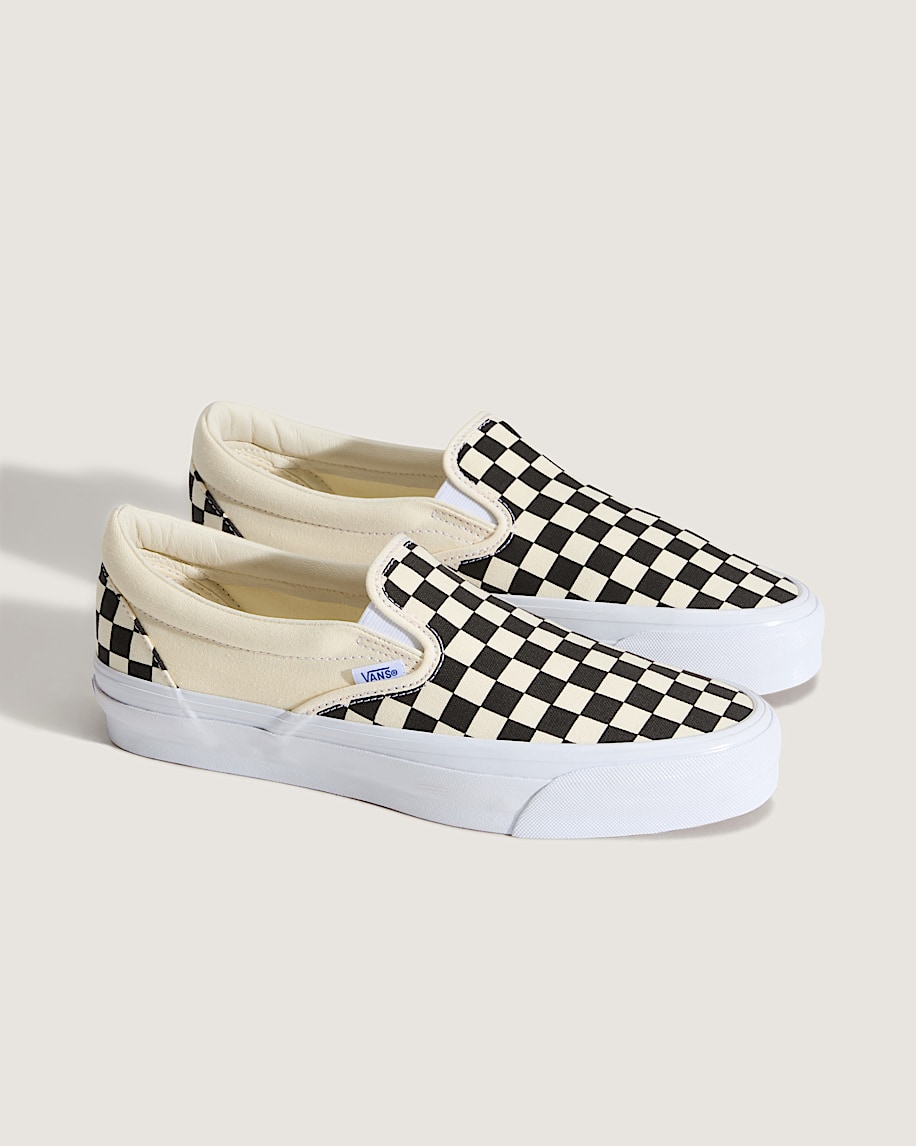 premium klassisk slip-on-sko i schackrutigt material