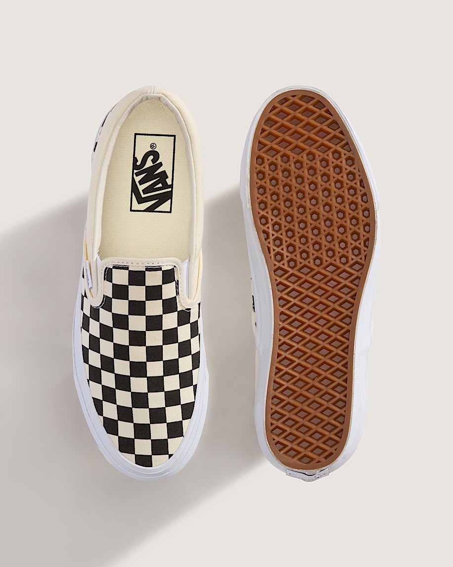 premium klassisk slip-on-sko i schackrutigt material