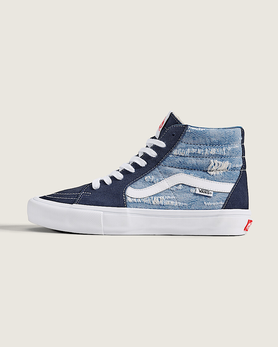 van doren-godkända skateboardskor sk8-hi i denim