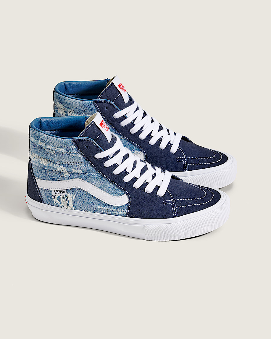 van doren-godkända skateboardskor sk8-hi i denim
