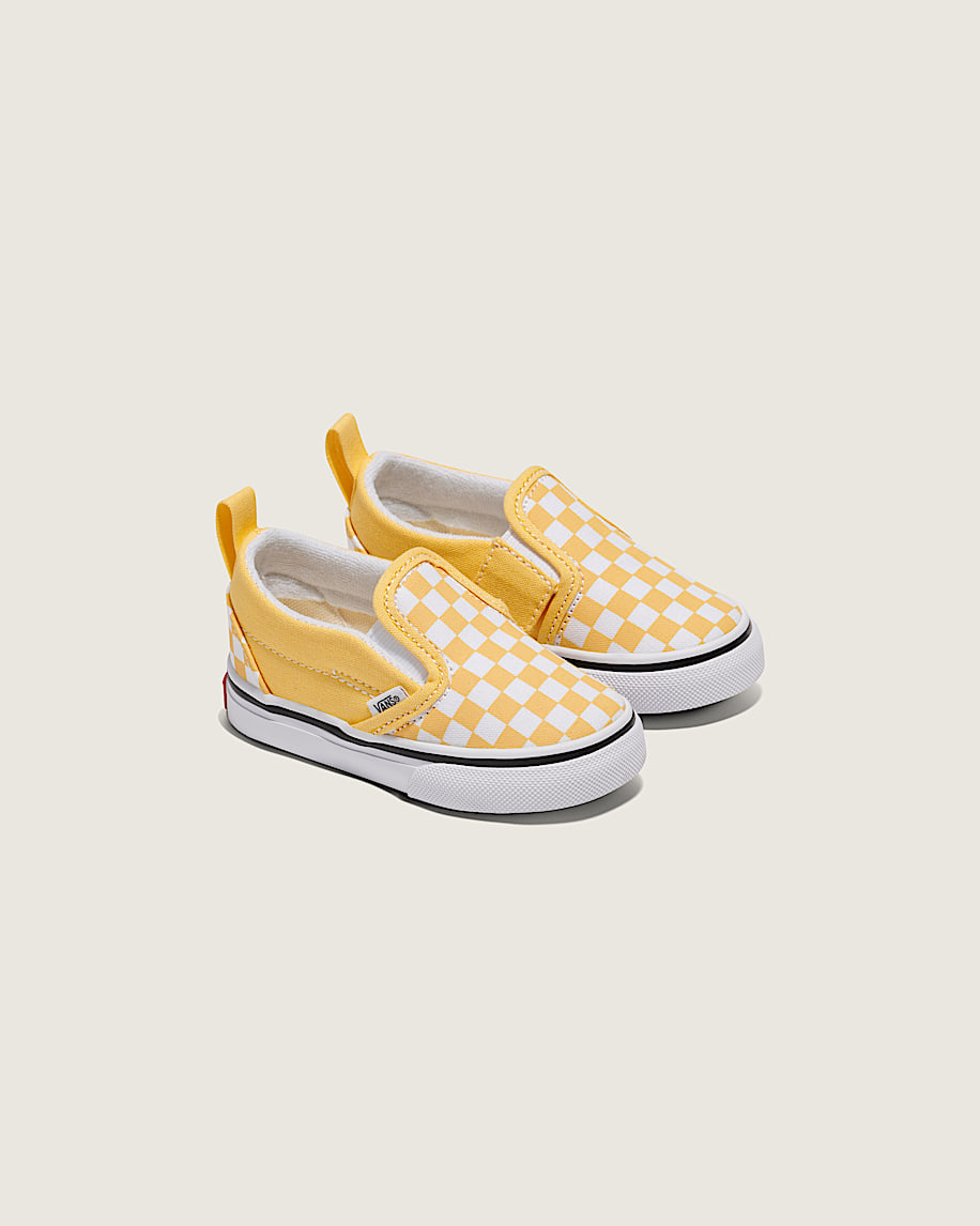 klassiska slip-on v-formade rutiga skor för småbarn
