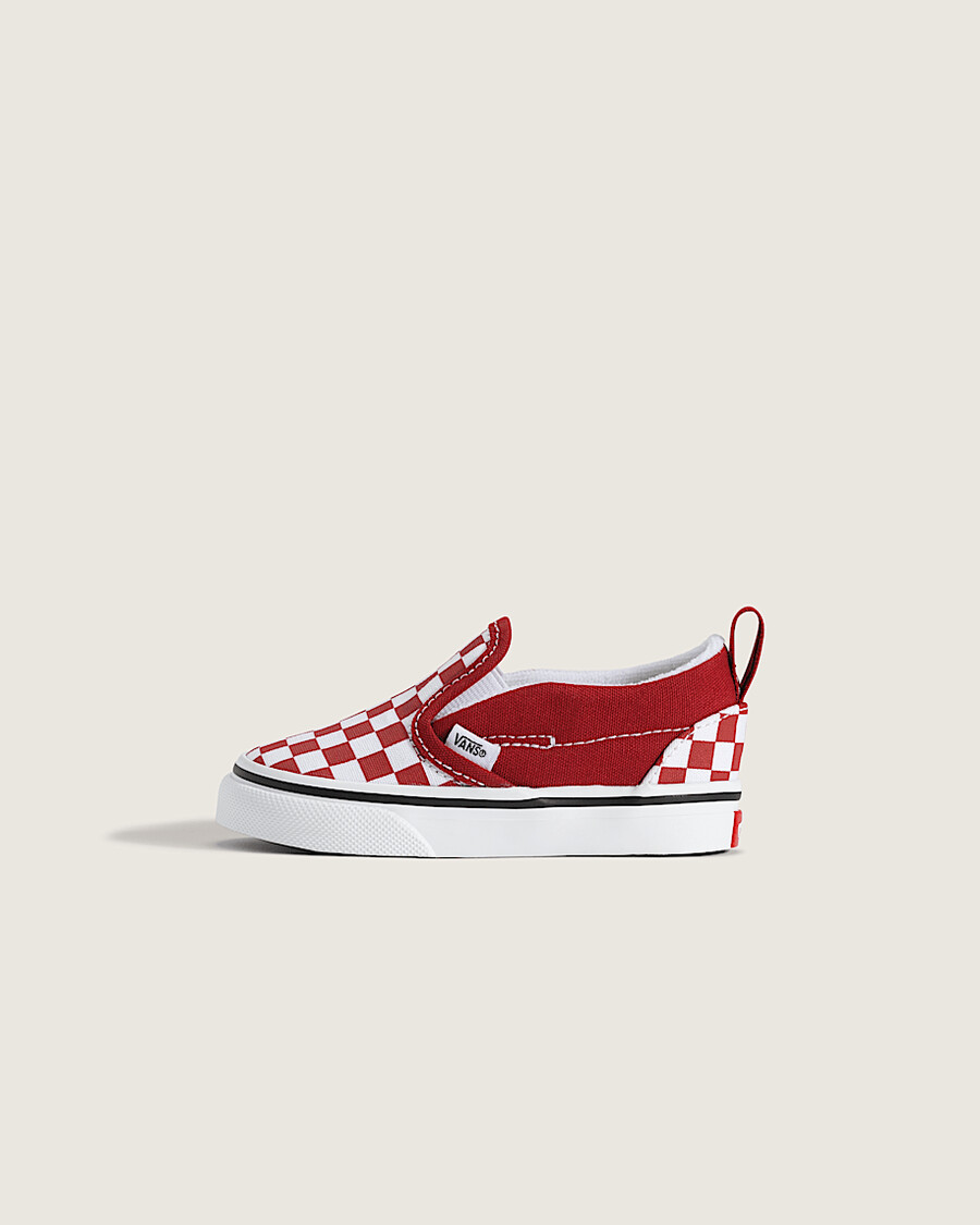 klassiska slip-on v-formade rutiga skor för småbarn
