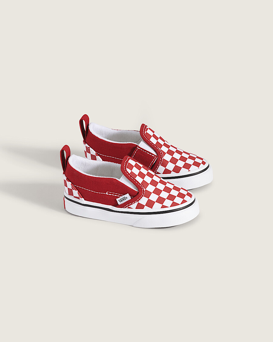 klassiska slip-on v-formade rutiga skor för småbarn