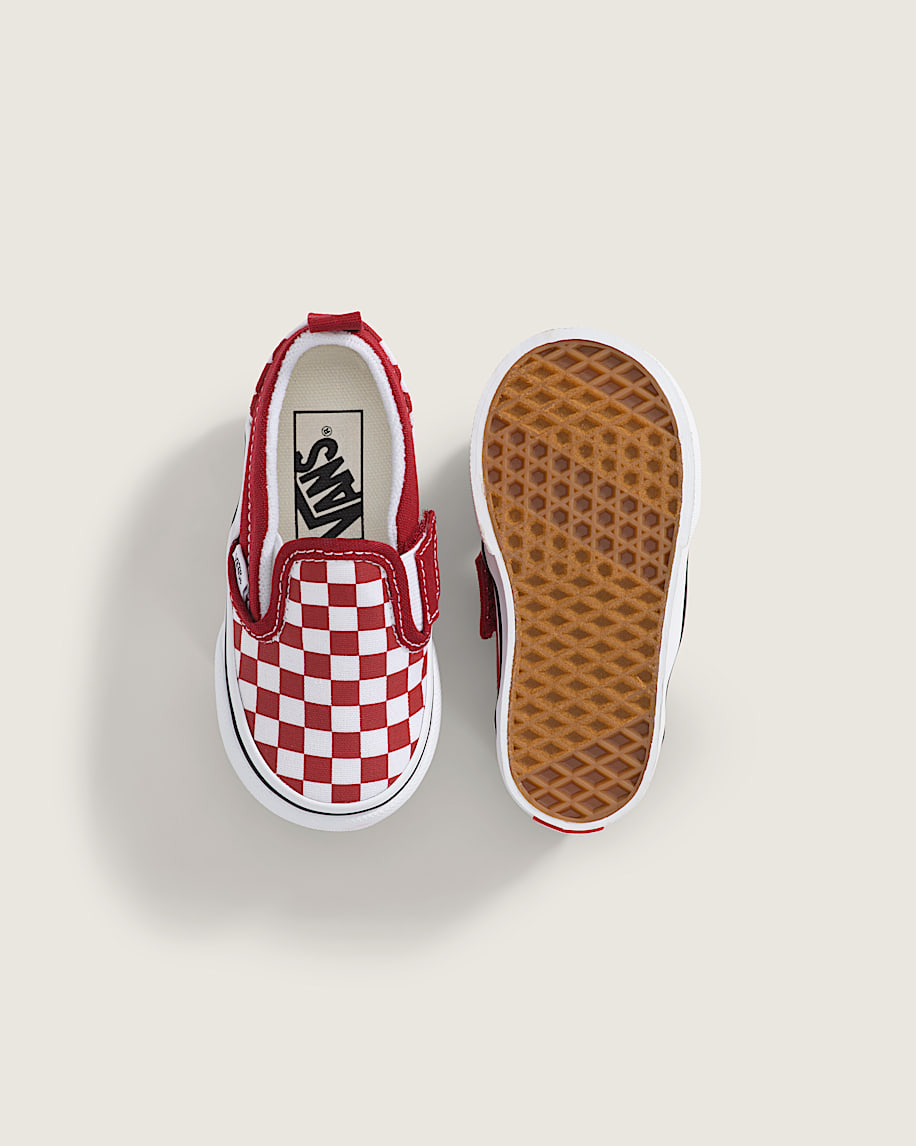 klassiska slip-on v-formade rutiga skor för småbarn