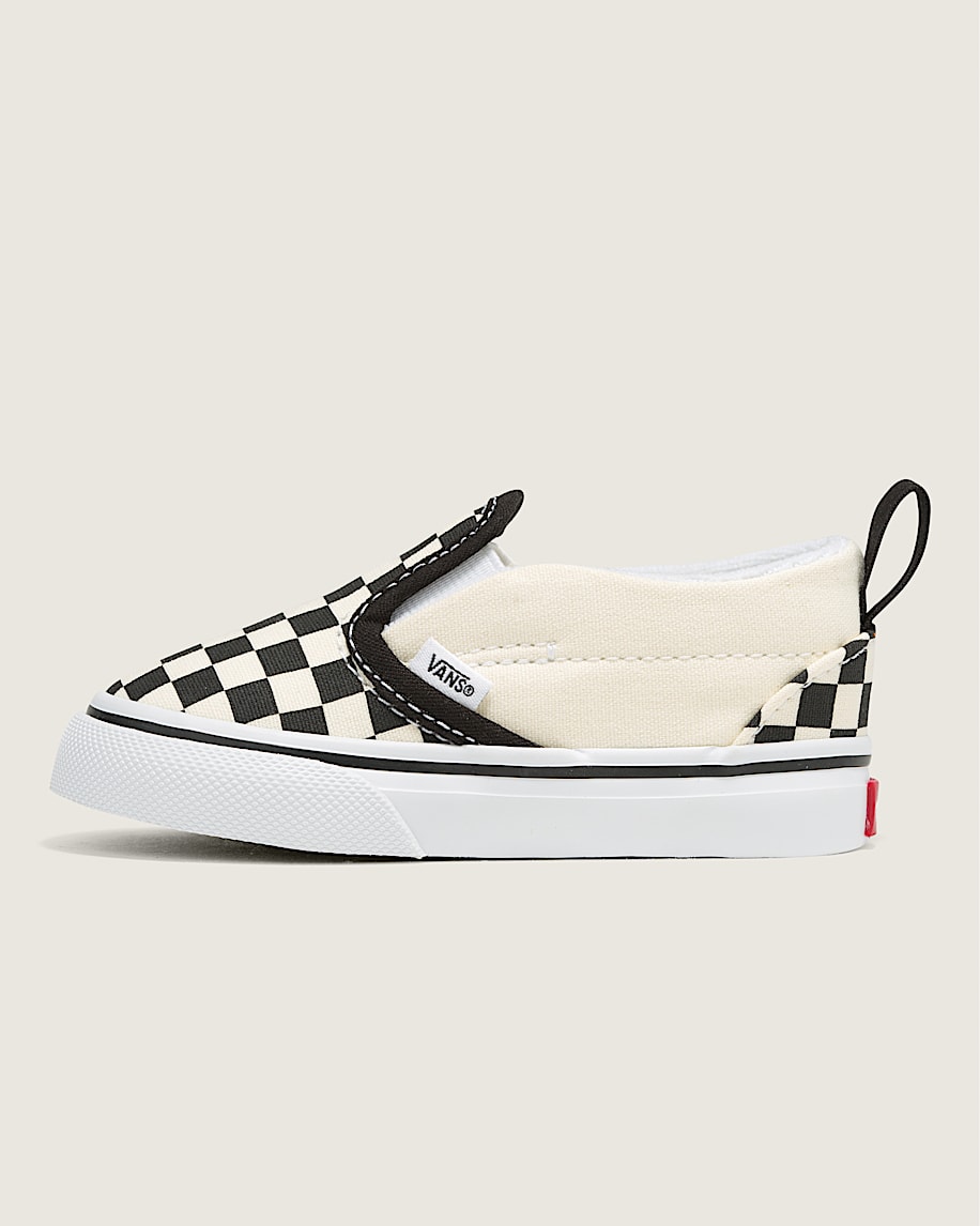 klassiska slip-on v-formade rutiga skor för småbarn