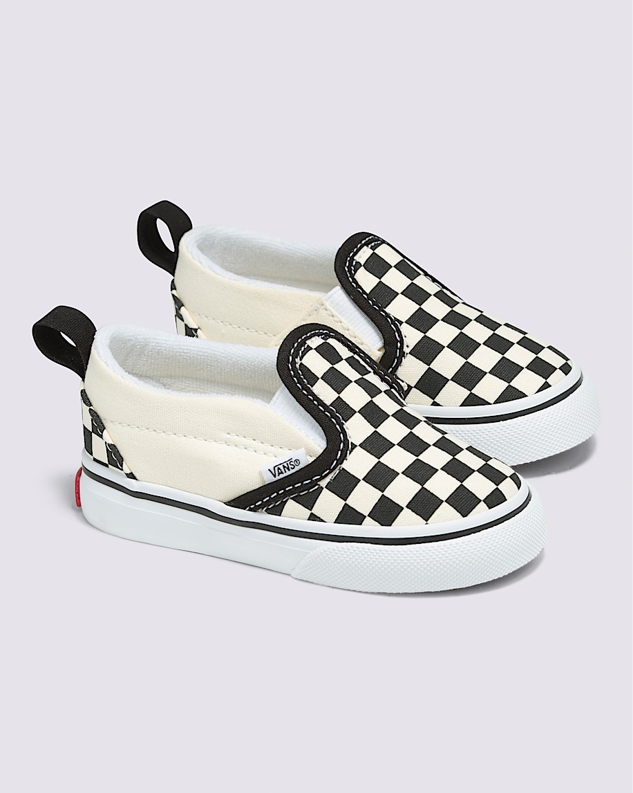 klassiska slip-on v-formade rutiga skor för småbarn