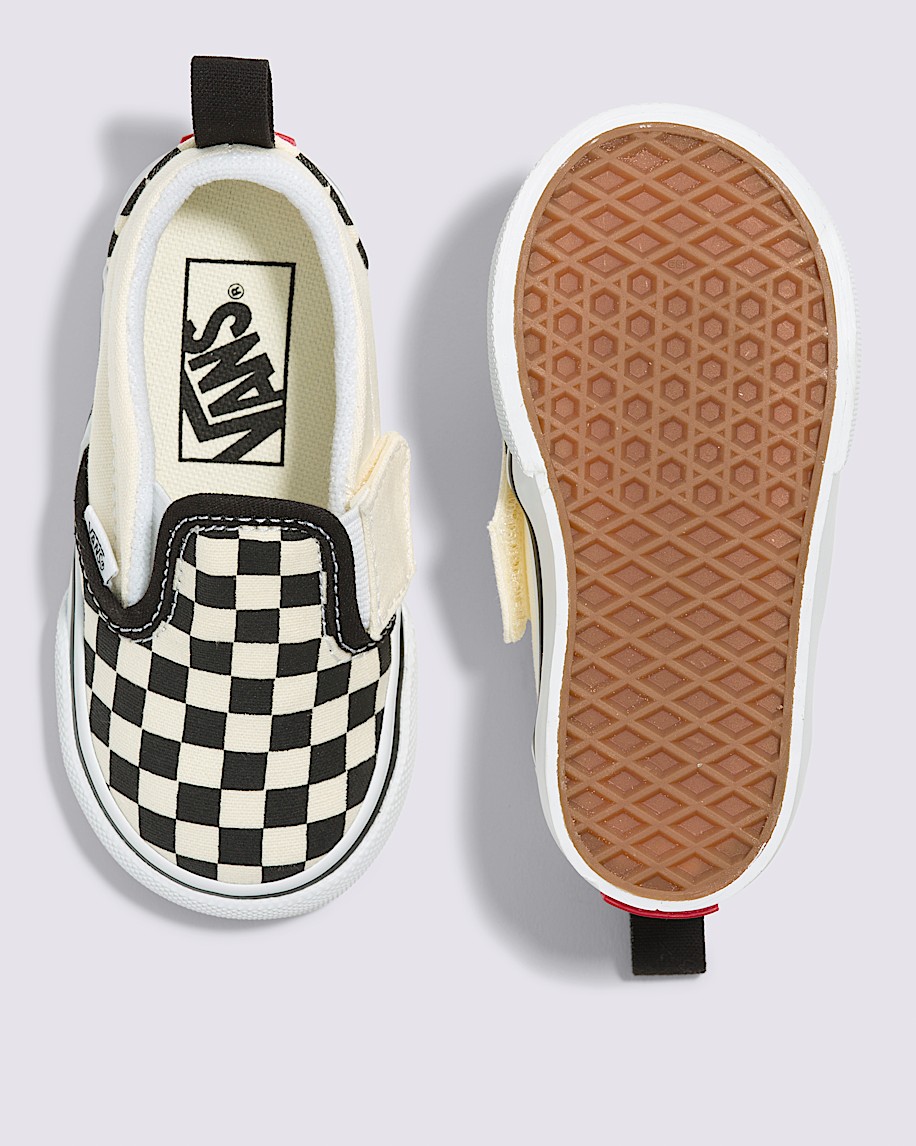 klassiska slip-on v-formade rutiga skor för småbarn