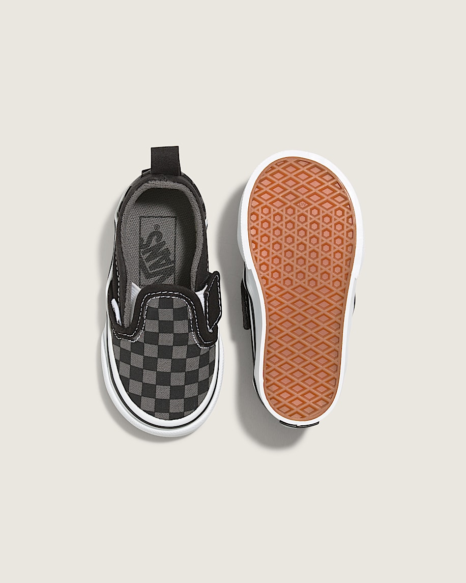 klassiska slip-on v-formade rutiga skor för småbarn