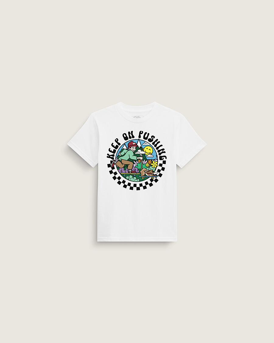 små barn fortsätter att pusha t-shirt